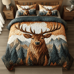 Echoes of the Wild 3 Piece Quilted Bedding Set Gift For Hunters