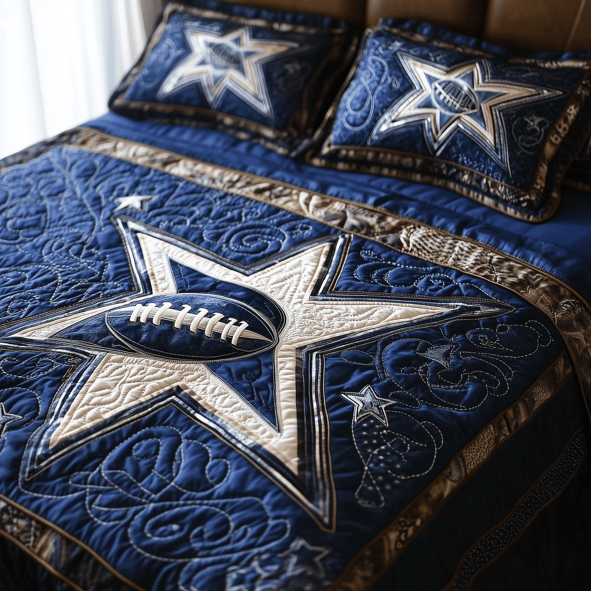 Cowboy Star 3 Piece Quilted Bedding Set Gift For Western Lovers