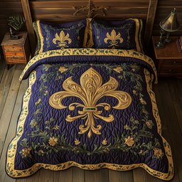 Fleur De Lis Carnival 3 Piece Quilted Bedding Set Gift For Home Decor Lovers