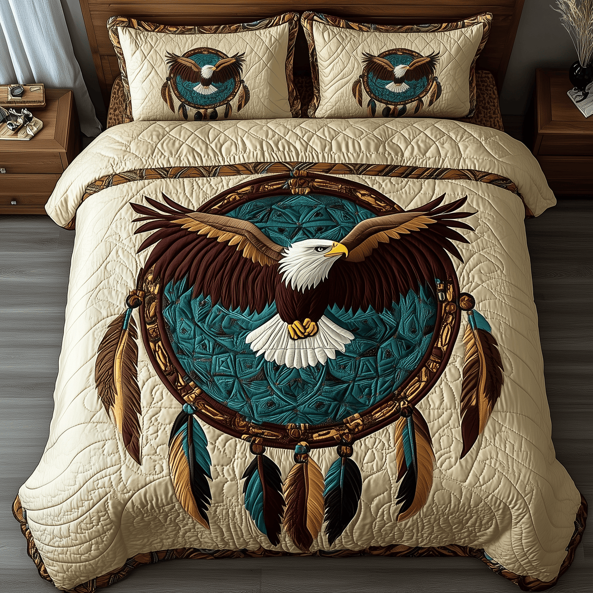 Native Freedom 3 Piece Quilted Bedding Set Gift For Home Decor Lovers