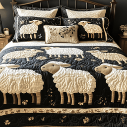 Funky Sheep 3 Piece Quilted Bedding Set Gift For Home Decor Lovers