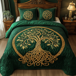 Tree of Life 3 Piece Quilted Bedding Set Gift For Home Decor Lovers