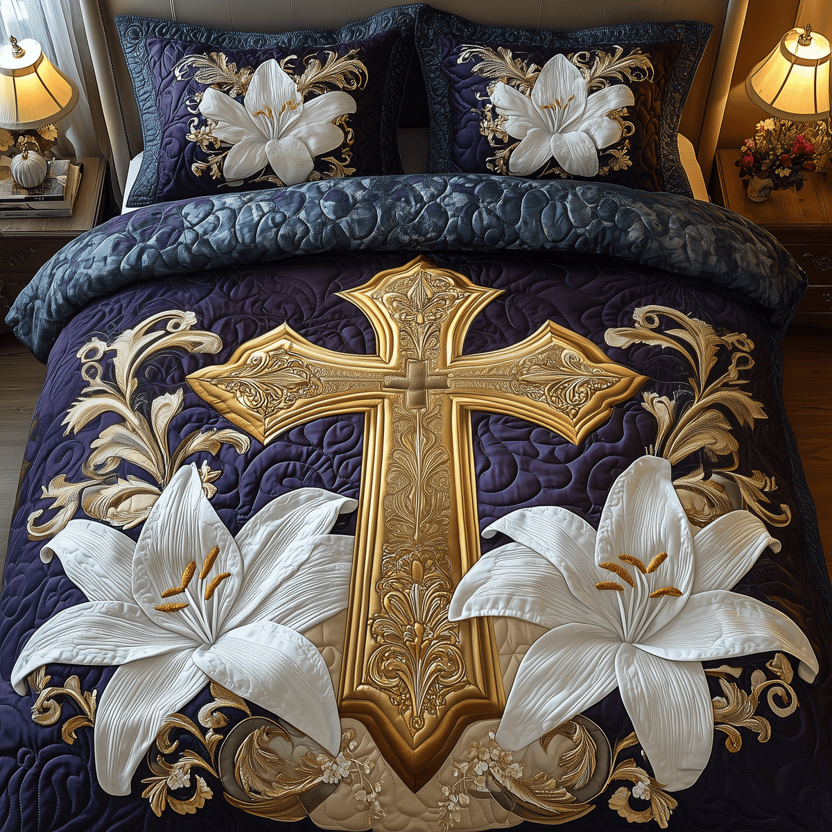 Heavenly Embrace 3 Piece Quilted Bedding Set Gift For Christians