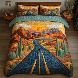 Desert Highway 3 Piece Quilted Bedding Set Gift For Home Decor Lovers