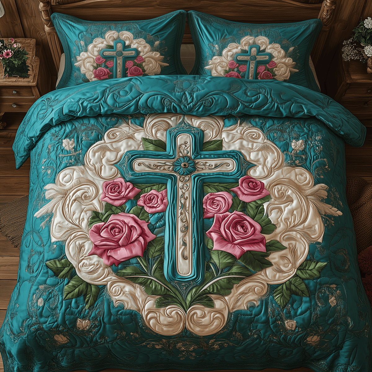 Wings of Serenity 3 Piece Quilted Bedding Set Gift For Christians