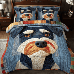 Schnauzer Dog 3 Piece Quilted Bedding Set Gift For Dog Lovers