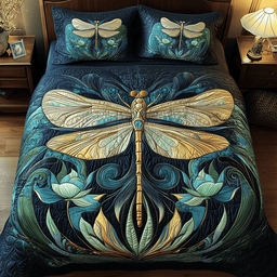 Dragonfly Dreams 3 Piece Quilted Bedding Set Gift For Butterfly Lovers