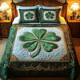Celtic Shamrock 3 Piece Quilted Bedding Set Gift For Home Decor Lovers