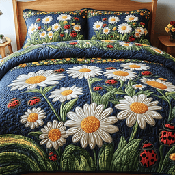 Daisy Garden 3 Piece Quilted Bedding Set Gift For Flower Lovers