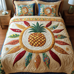 Pineapple 3 Piece Quilted Bedding Set Gift For Home Decor Lovers