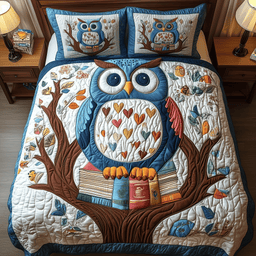 The Owlchemy 3 Piece Quilted Bedding Set Gift For Bird Lovers