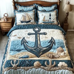 Anchor to the Soul 3 Piece Quilted Bedding Set Gift For Beach Lovers