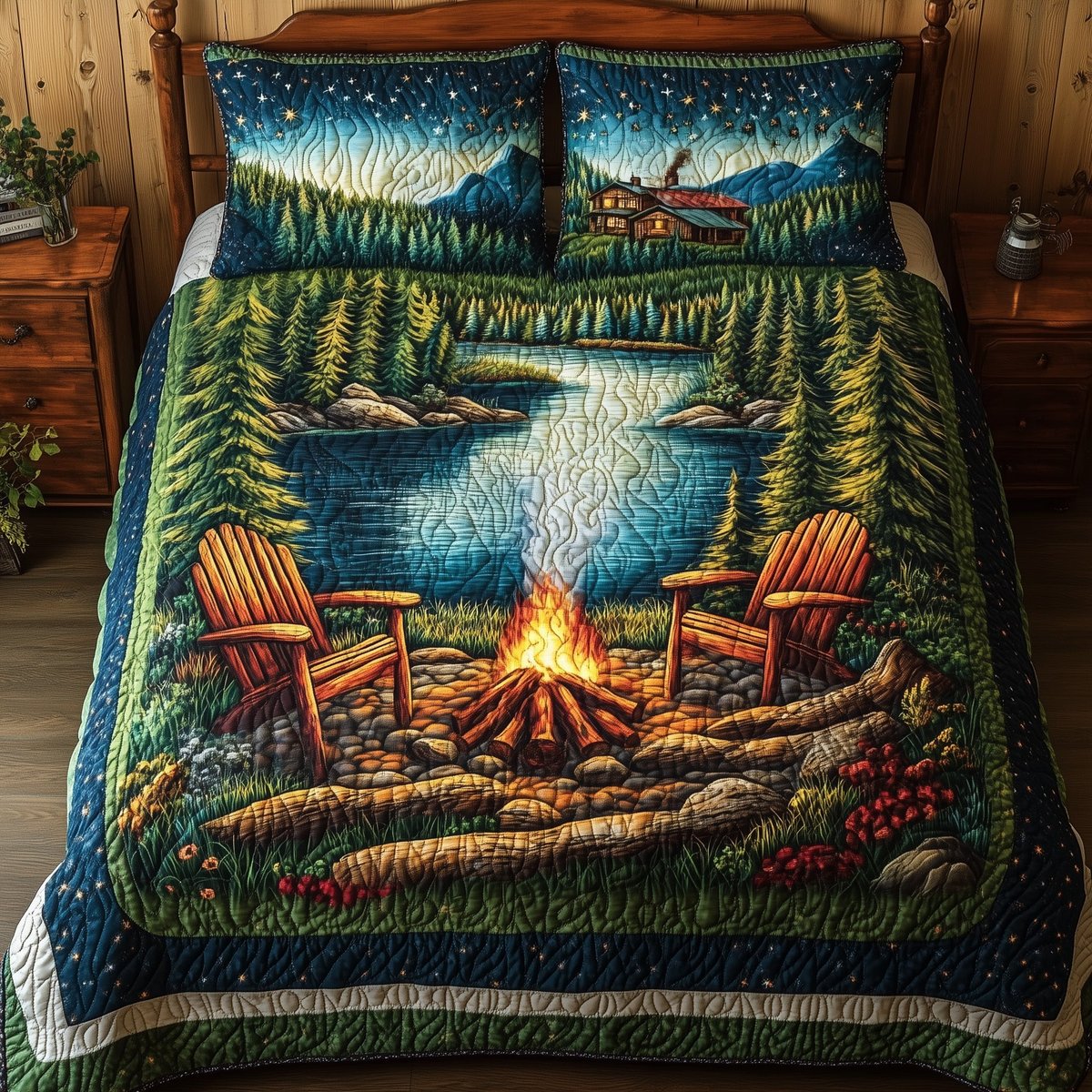 Nature Retreat 3 Piece Quilted Bedding Set Gift For Nature Lovers