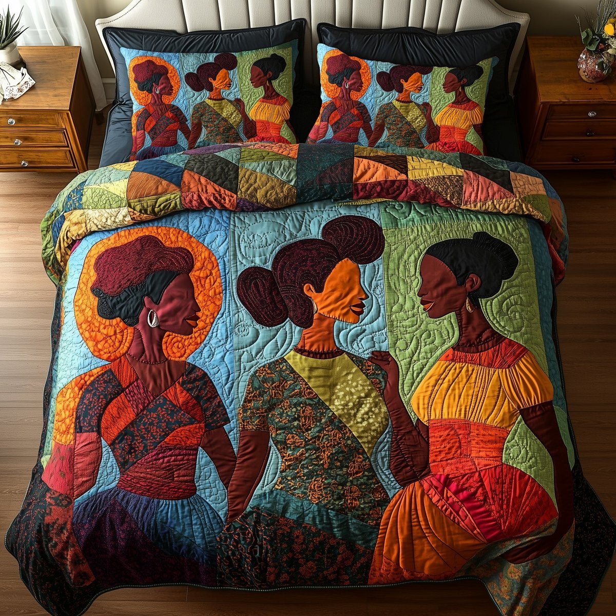 Juneteenth 3 Piece Quilted Bedding Set Gift For African American Heritage Lovers