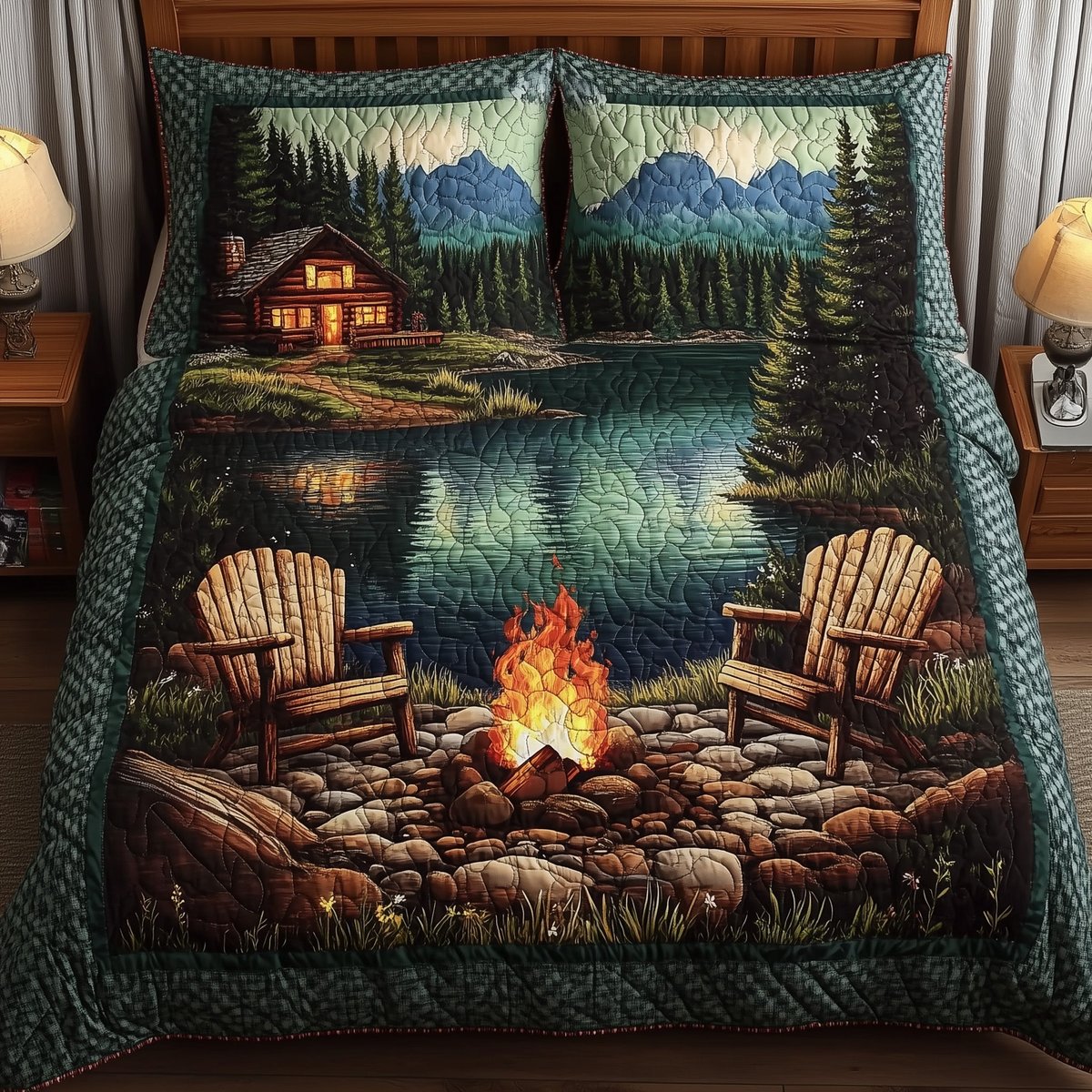 Nature Retreat 3 Piece Quilted Bedding Set Gift For Nature Lovers