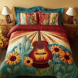 Rustic Cowboy Tune 3 Piece Quilted Bedding Set Gift For Western Lovers