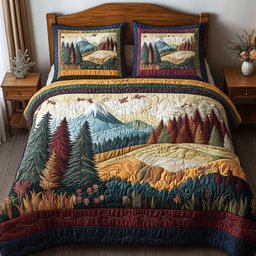 Forest Vibe 3 Piece Quilted Bedding Set Gift For Nature Lovers