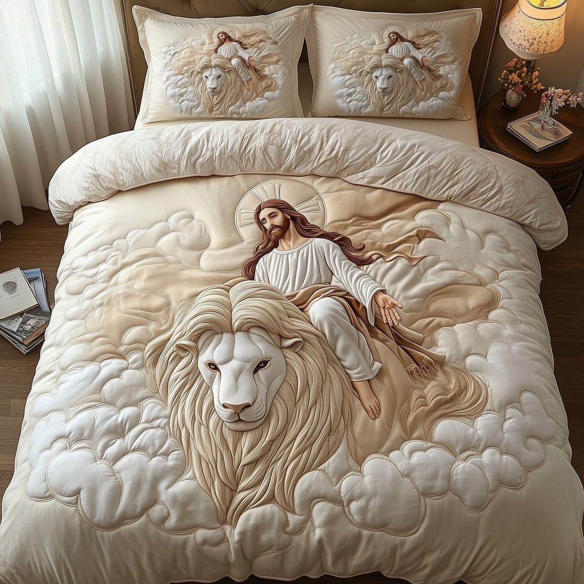 Guardian of Faith 3 Piece Quilted Bedding Set Gift For Christians