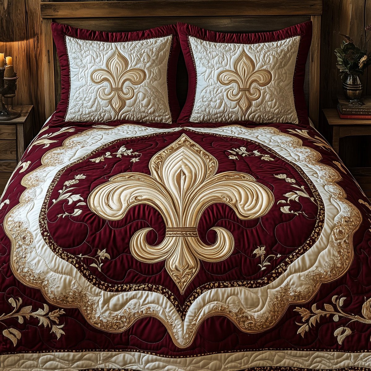 Fleur De Lis Carnival 3 Piece Quilted Bedding Set Gift For Home Decor Lovers