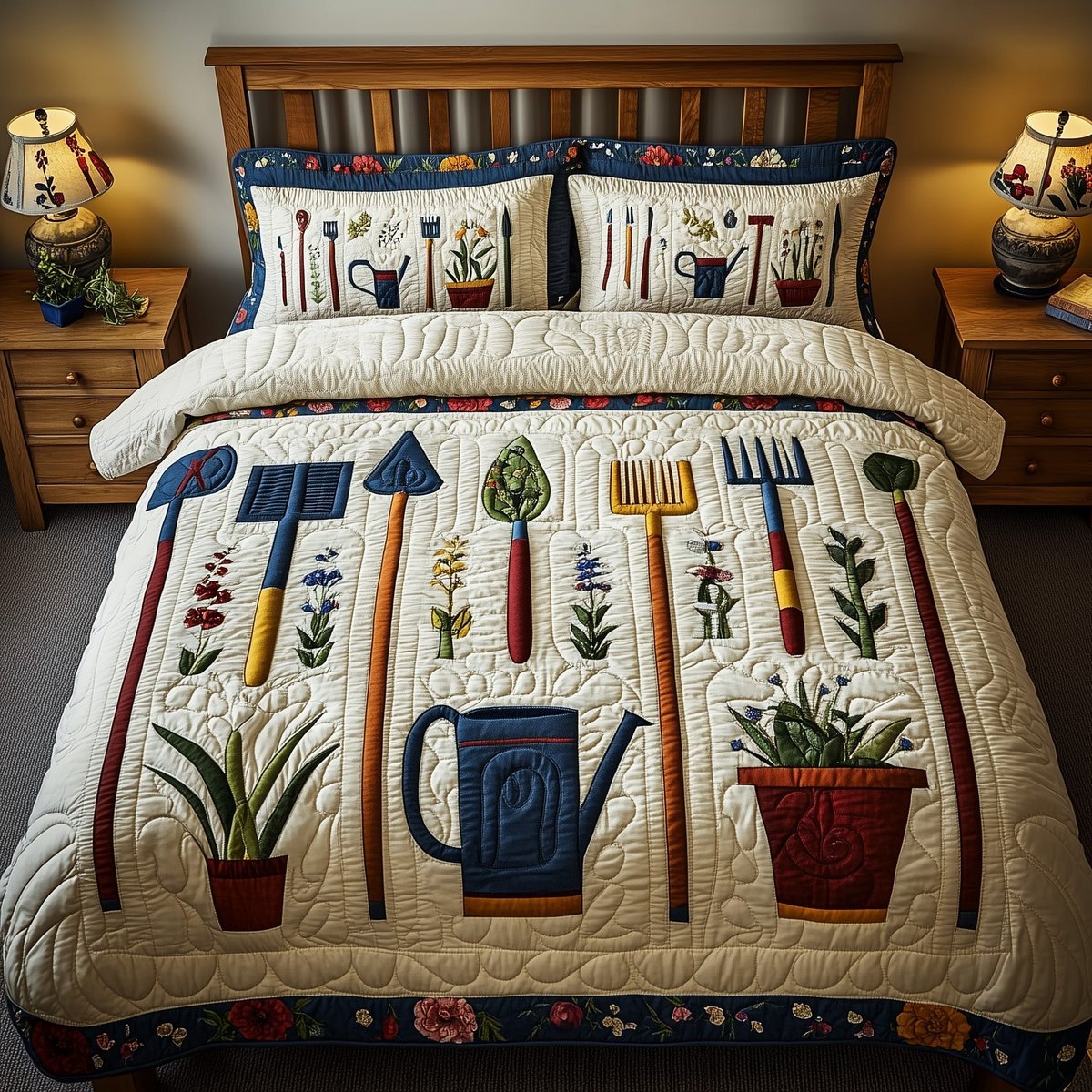 Garden Dreamer 3 Piece Quilted Bedding Set Gift For Flower Lovers