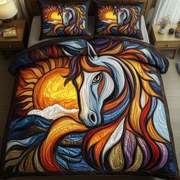 Majestic Horse 3 Piece Quilted Bedding Set Gift For Horse Lovers