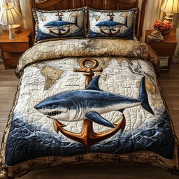 Terror of the Deep 3 Piece Quilted Bedding Set Gift For Beach Lovers