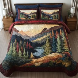 Forest Vibes 3 Piece Quilted Bedding Set Gift For Nature Lovers