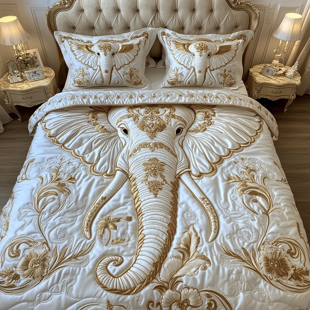 Elephant 3 Piece Quilted Bedding Set Gift For Elephant Lovers