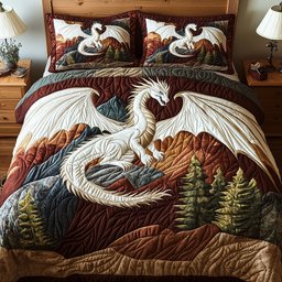Forest Dragon 3 Piece Quilted Bedding Set Gift For Nature Lovers