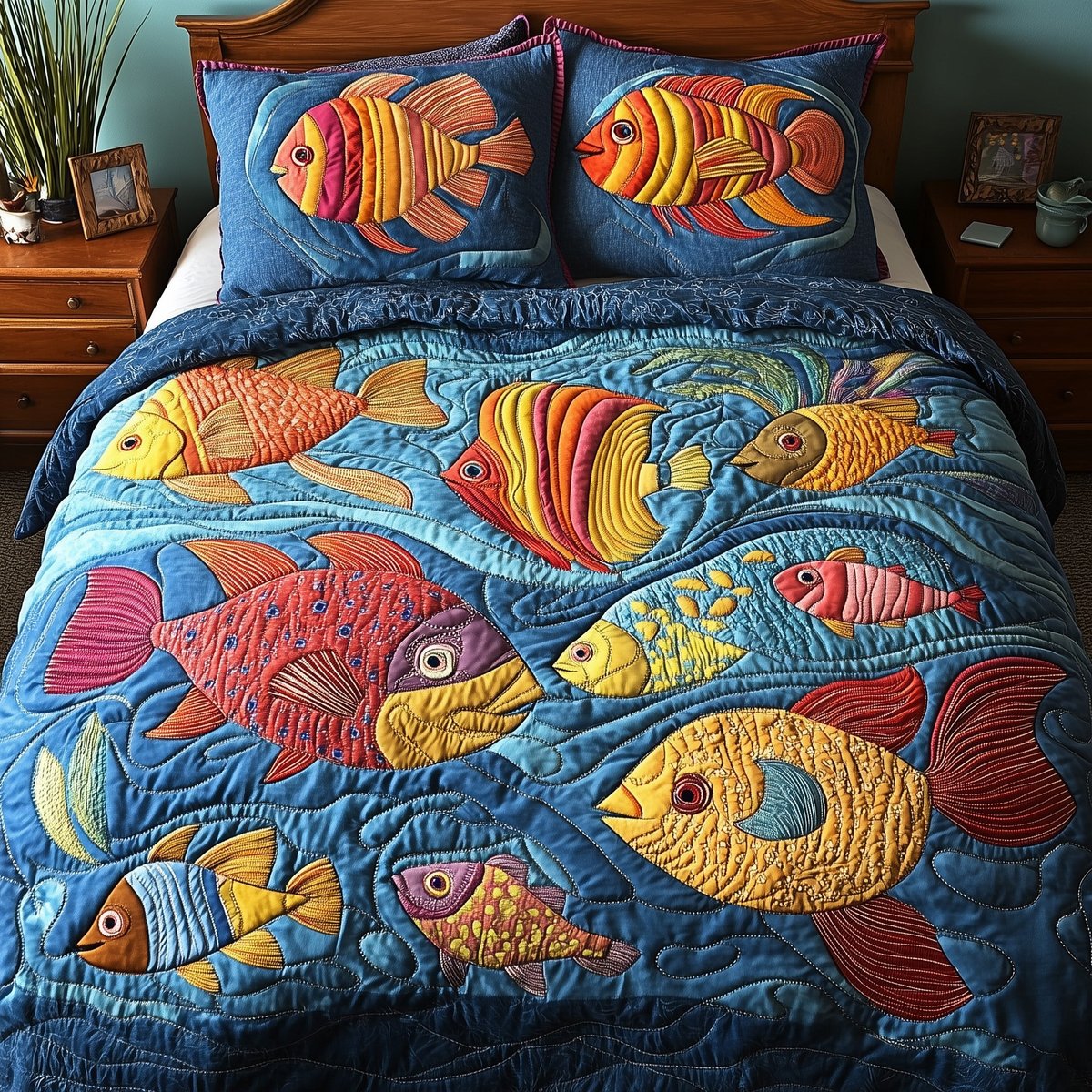 Ocean Dream Nautical 3 Piece Quilted Bedding Set Gift For Beach Lovers