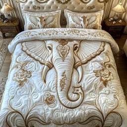 Elephant Elegance 3 Piece Quilted Bedding Set Gift For Elephant Lovers