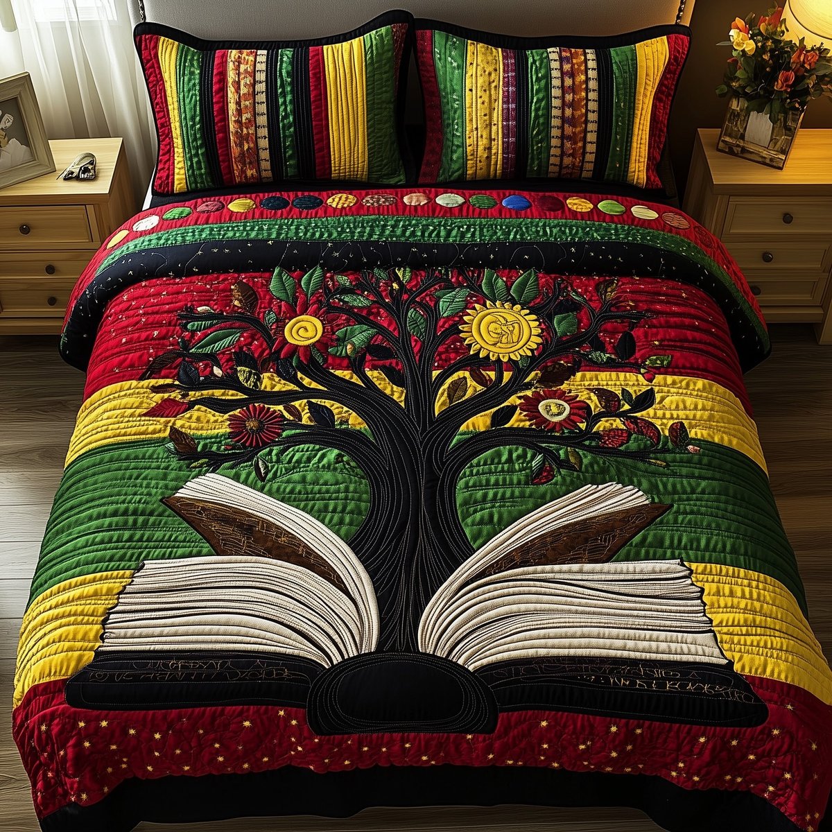 Proud Roots 3 Piece Quilted Bedding Set Gift For African American Heritage Lovers