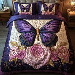 Butterfly Garden 3 Piece Quilted Bedding Set Gift For Butterfly Lovers