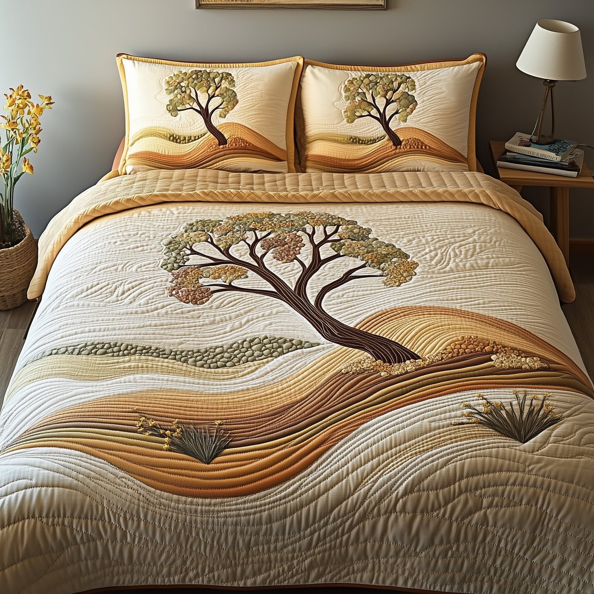 Silent Nature 3 Piece Quilted Bedding Set Gift For Nature Lovers