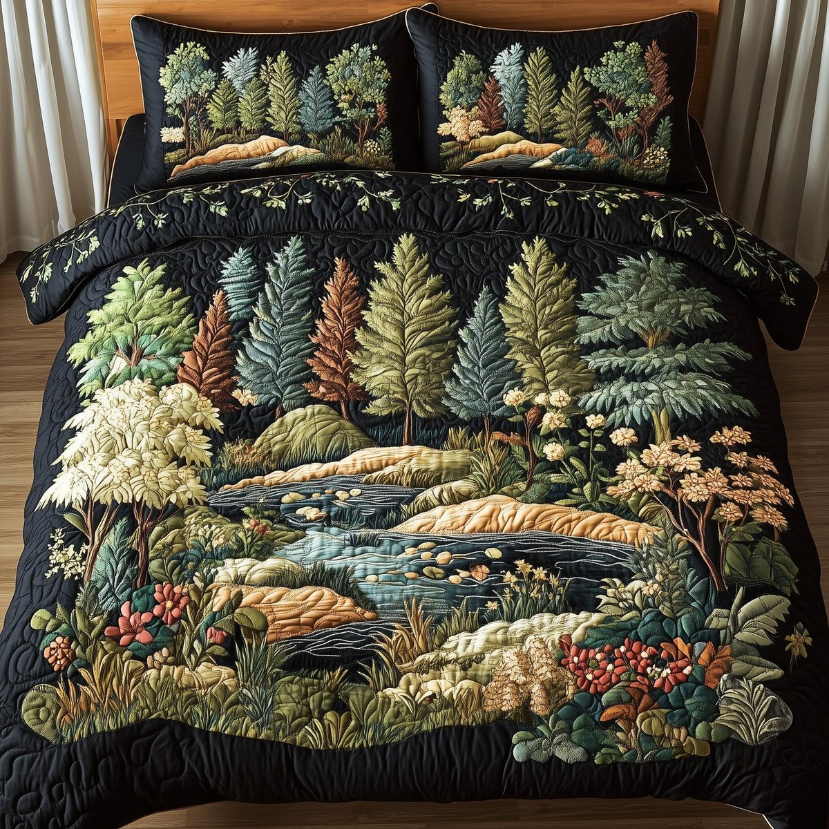 Whispers of the Forest 3 Piece Quilted Bedding Set Gift For Nature Lovers