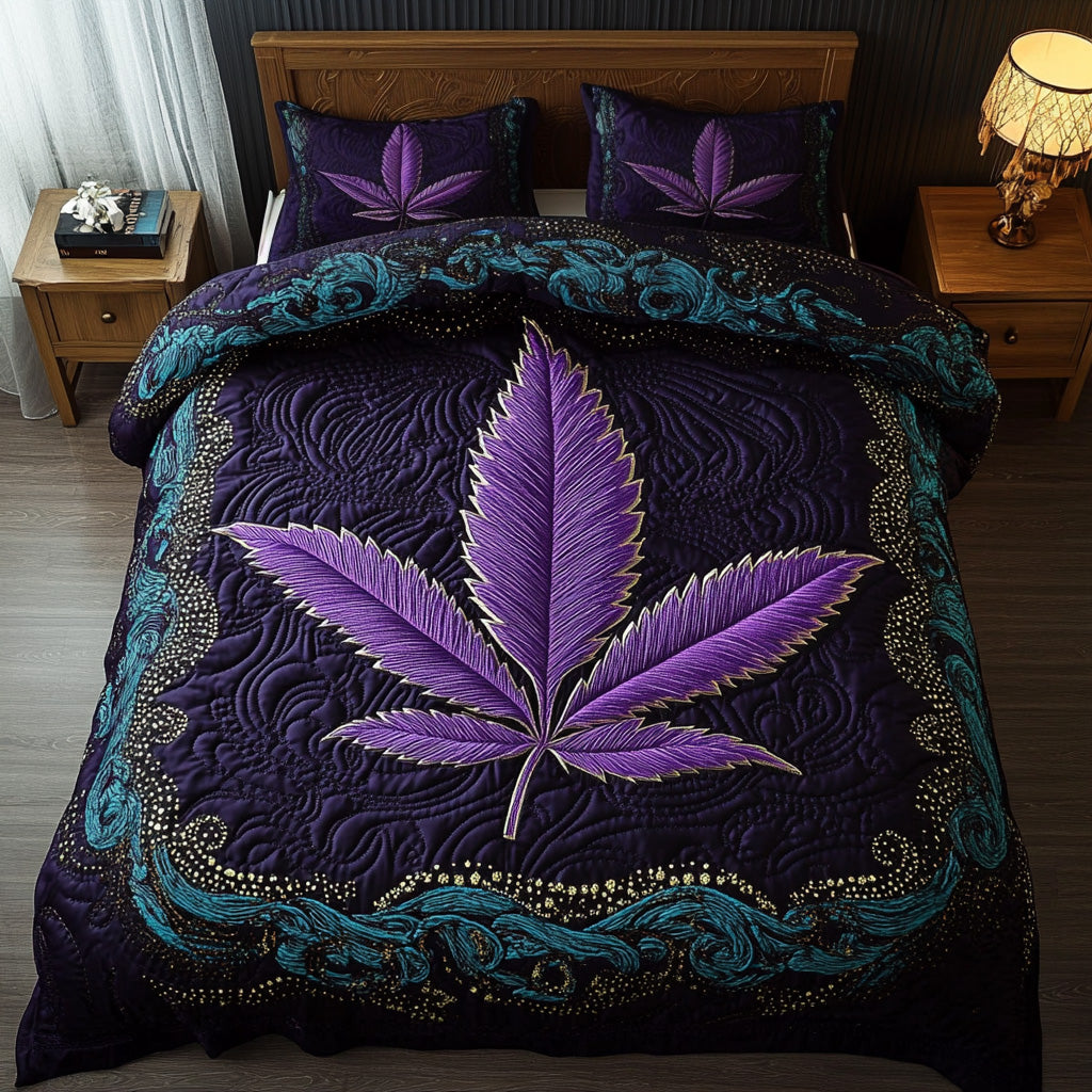 Hippie High Life 3 Piece Quilted Bedding Set Gift For Home Decor Lovers