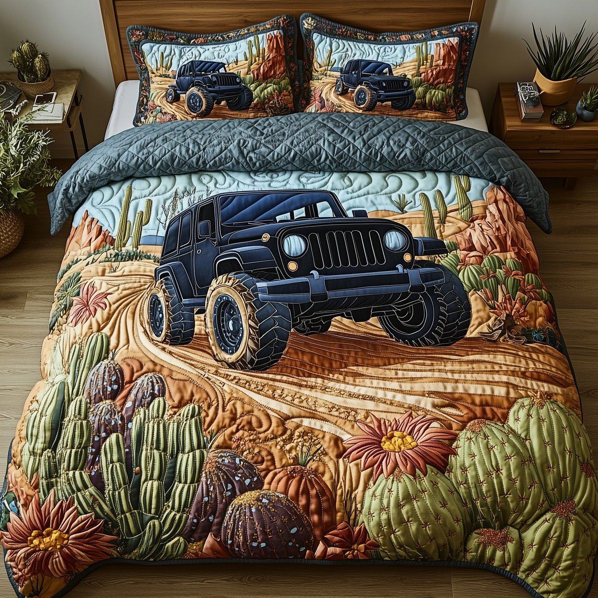 Offroad Legends 3 Piece Quilted Bedding Set Gift For Home Decor Lovers