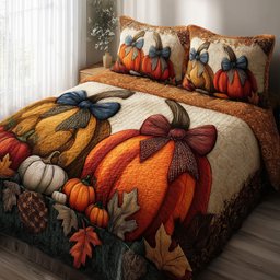 Autumn Vibe 3 Piece Quilted Bedding Set Gift For Farmhouse Decor Lovers
