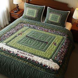 Tennis Time 3 Piece Quilted Bedding Set Gift For Sports Fans