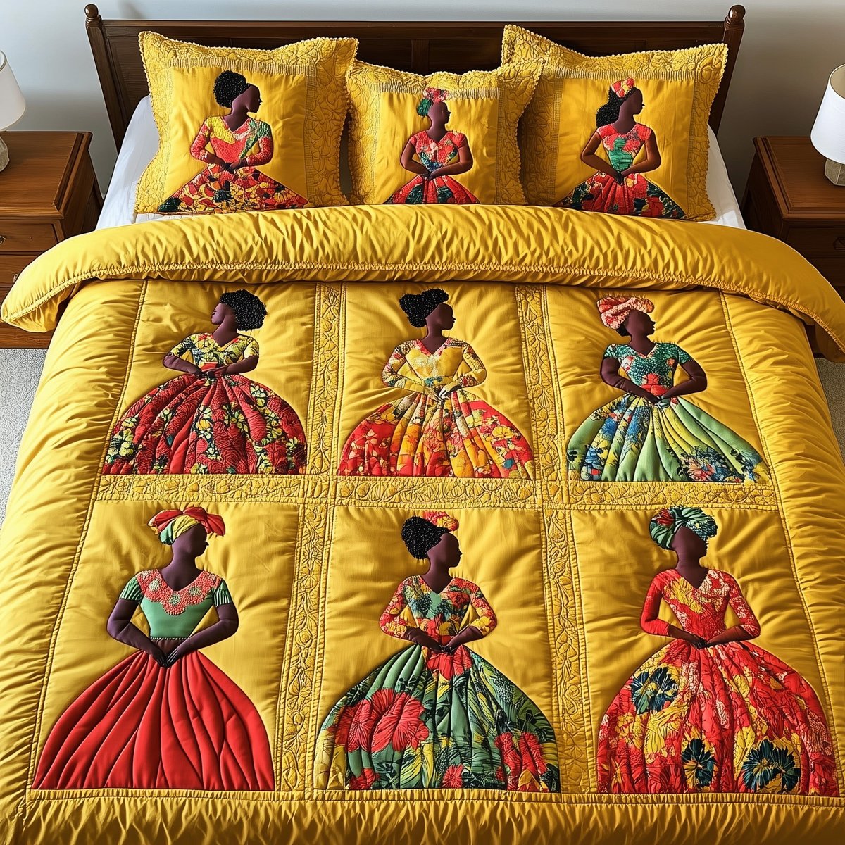 Juneteenth 3 Piece Quilted Bedding Set Gift For African American Heritage Lovers