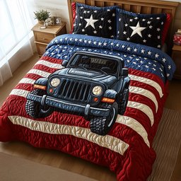 American Steel 3 Piece Quilted Bedding Set Gift For Home Decor Lovers