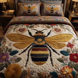 Bee 3 Piece Quilted Bedding Set Gift For Home Decor Lovers