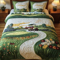 Par for the Night 3 Piece Quilted Bedding Set Gift For Sports Fans