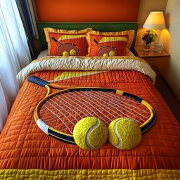 Tennis Time 3 Piece Quilted Bedding Set Gift For Sports Fans