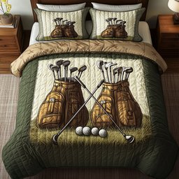Golfer Dreams 3 Piece Quilted Bedding Set Gift For Sports Fans