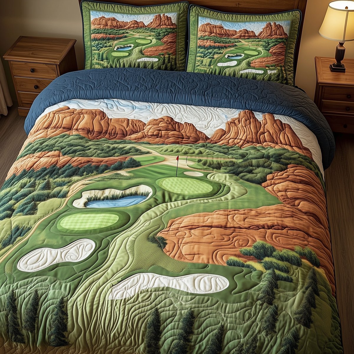 Arizona Golf Dream 3 Piece Quilted Bedding Set Gift For Sports Fans