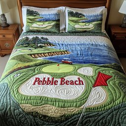 Coastal Fairway Retreat 3 Piece Quilted Bedding Set Gift For Beach Lovers