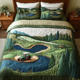 Fairway Freedom 3 Piece Quilted Bedding Set Gift For Sports Fans