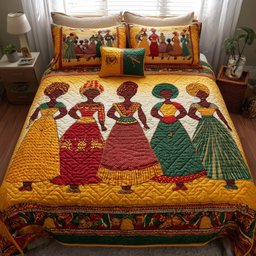 Soulbound Roots 3 Piece Quilted Bedding Set Gift For African American Heritage Lovers