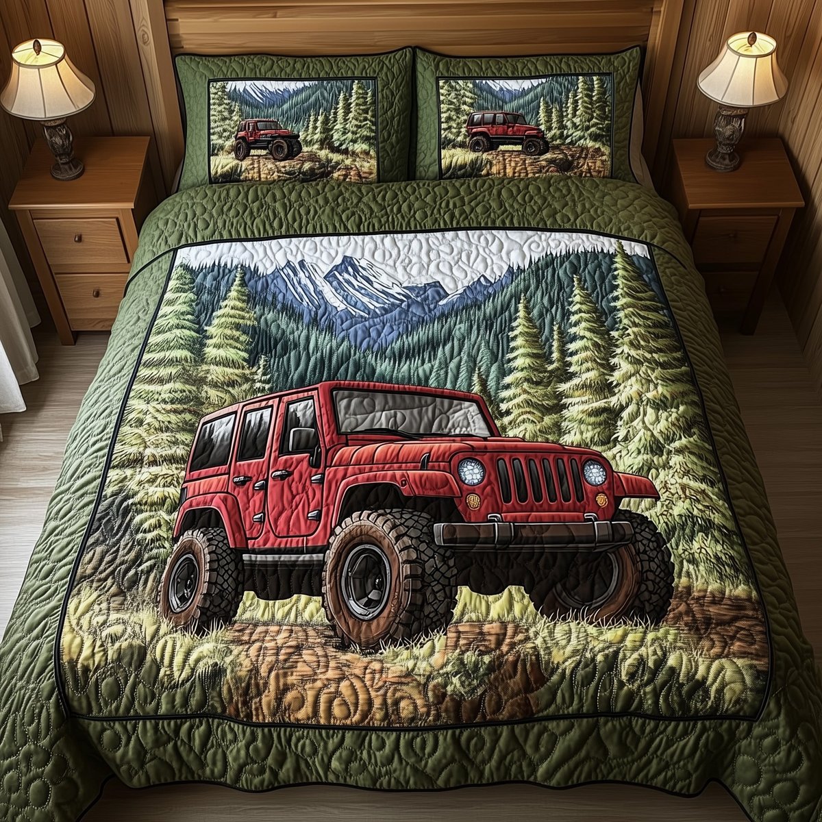 Offroad Legends 3 Piece Quilted Bedding Set Gift For Home Decor Lovers